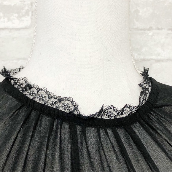 NWOT GENERATION LOVE Black Chiffon Ruffle Long Sleeve Mini Dress w/ Pockets - Picture 4 of 16